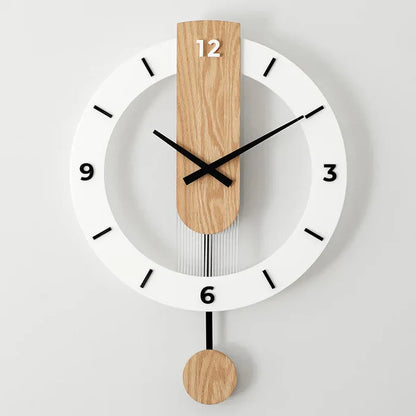 Nordic Modern Solid Wood Mute Swing Clock