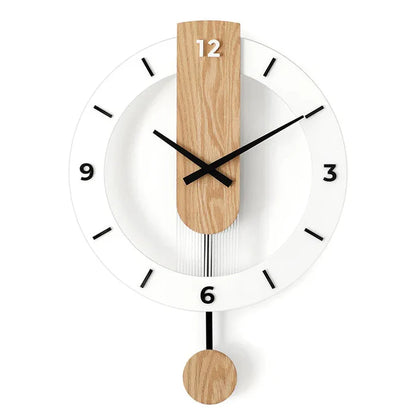 Nordic Modern Solid Wood Mute Swing Clock